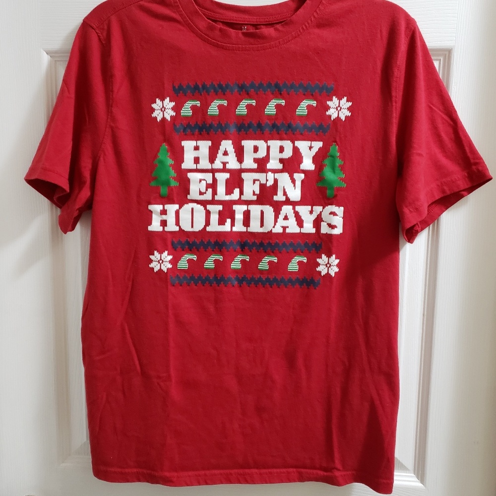 Happy Elf'n Holidays Womens  Red T-shirt Med SS